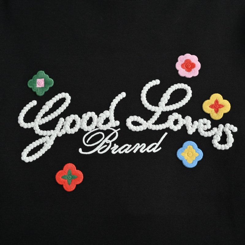 Good Loves Brand Black Long Sleeve T-Shirt with Colorful Embroidery view