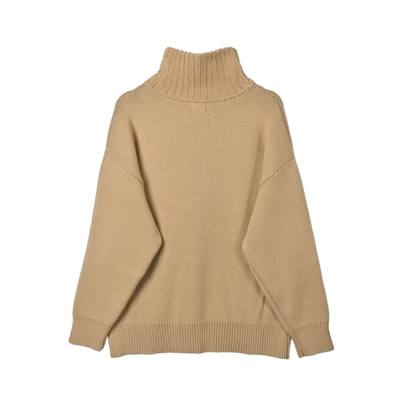 Beige Ribbed Cardigan with Black Geometric Intarsia view