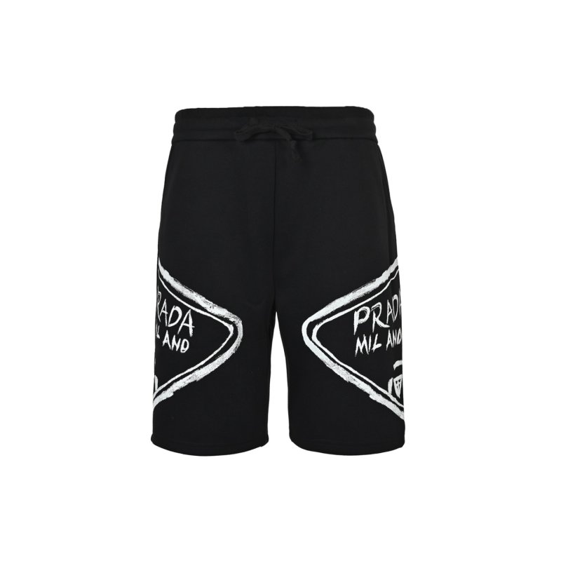 Prada Milano Black Shorts with Logo Print view