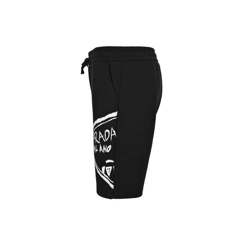 Prada Milano Black Shorts with Logo Print view