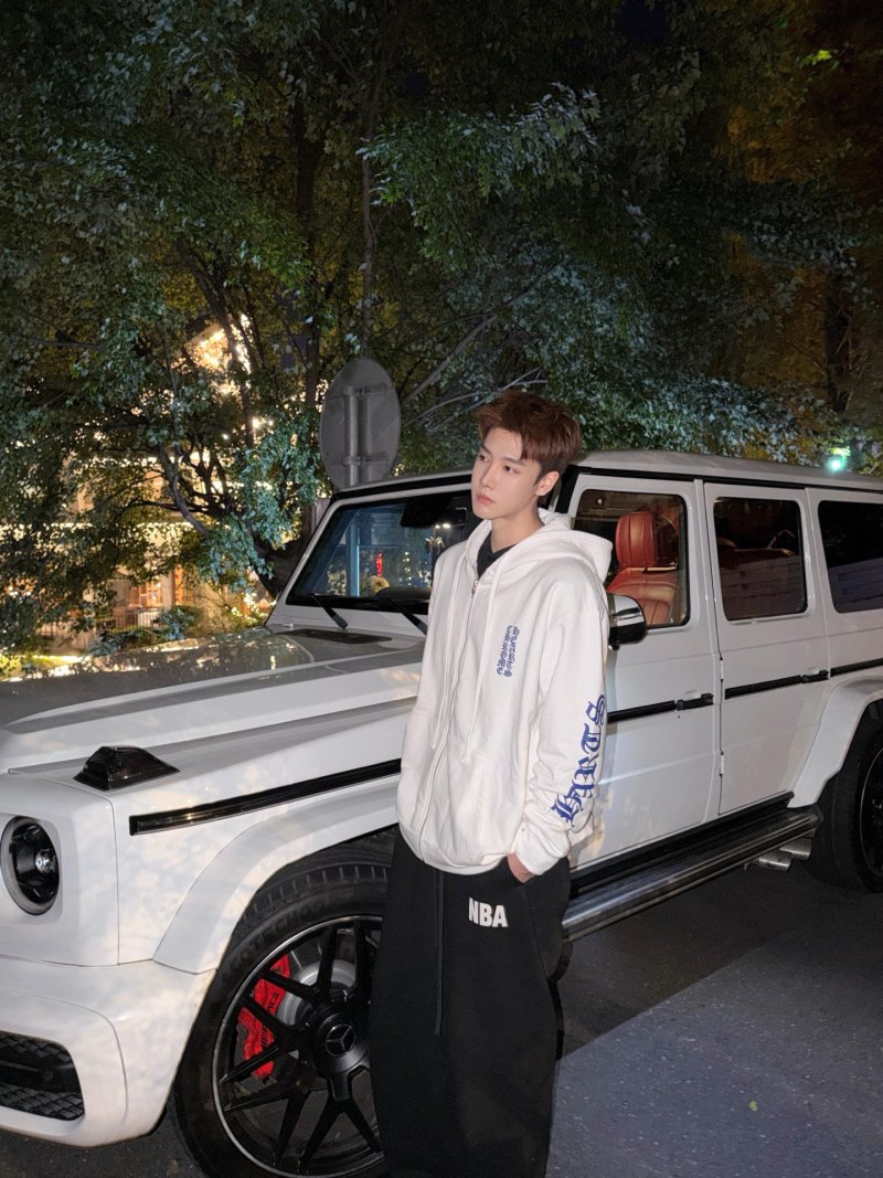 Chrome Hearts White Zip Hoodie with Gothic Sleeve Print view