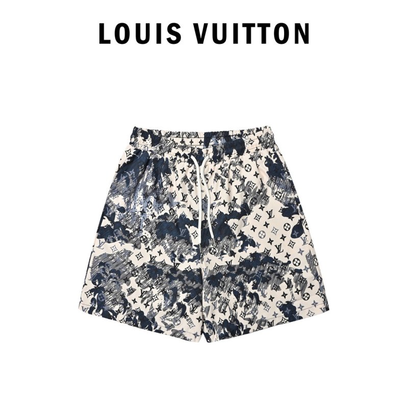 Louis Vuitton Monogram Print Shorts Cream Navy view