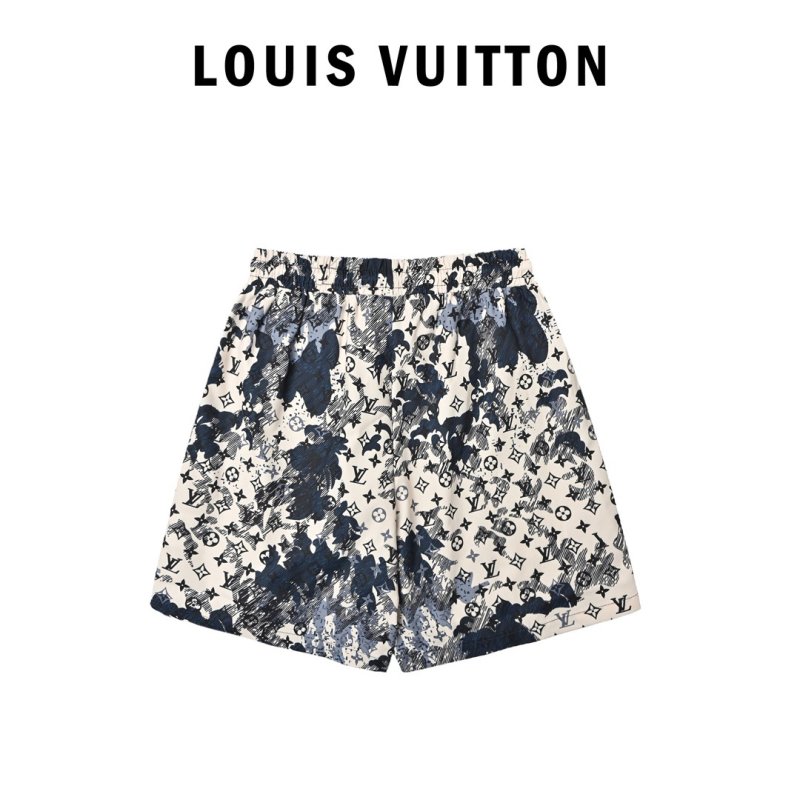 Louis Vuitton Monogram Print Shorts Cream Navy view