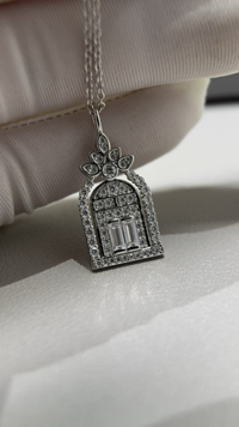 Silver Dreamcatcher Arch Pendant Necklace