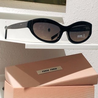 Miu Miu SMU 108Z Black Oval Sunglasses view 5