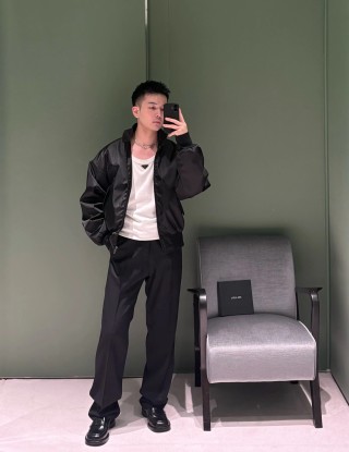 Black Puffer Jacket with Stand Collar view 3