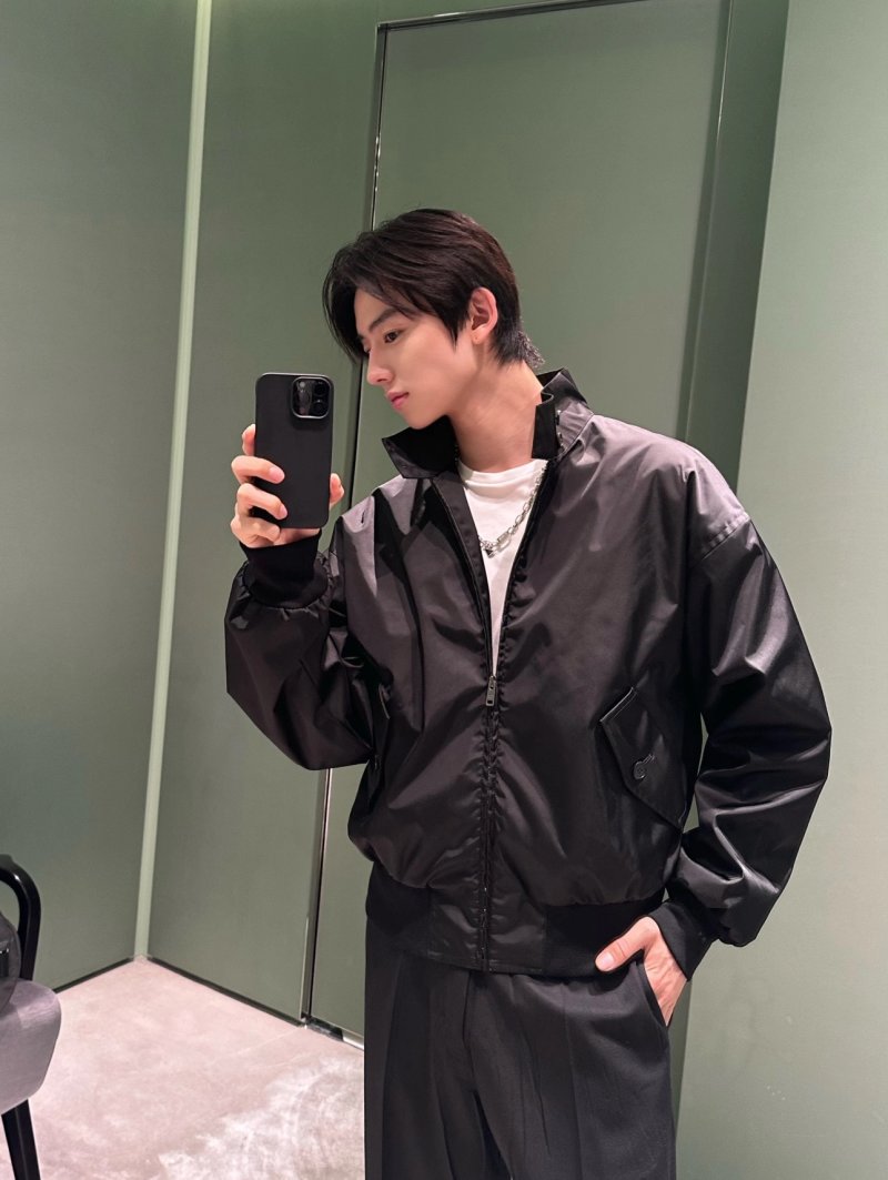 Black Puffer Jacket with Stand Collar view