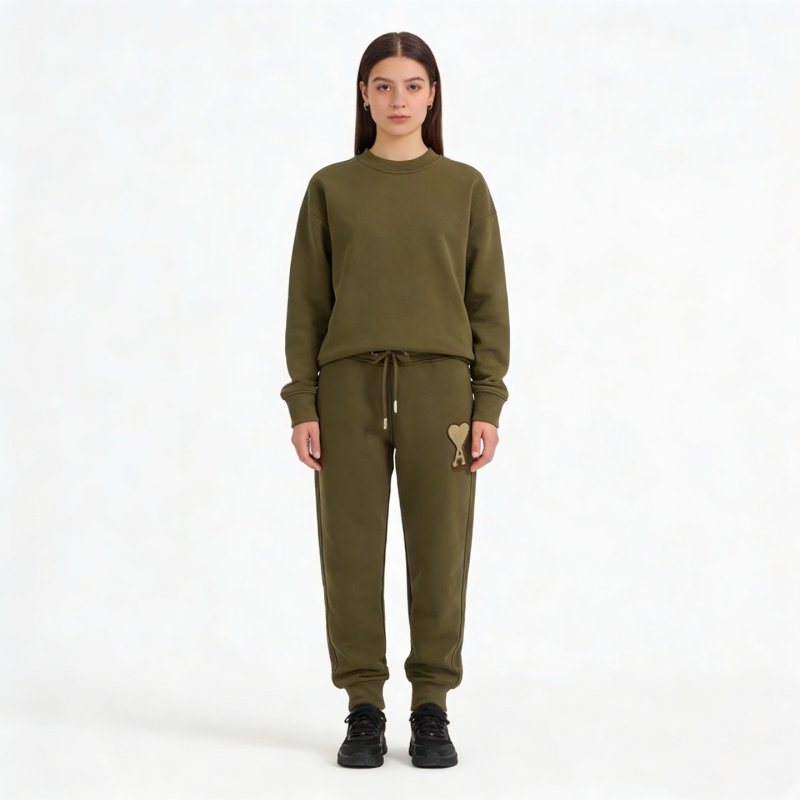 Olive Green Joggers with Heart Detail