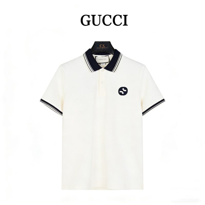 Gucci Chest Emblem Polo Shirt - Cream/Navy