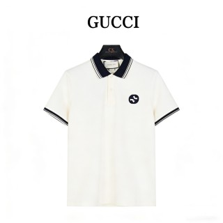 Gucci Chest Emblem Polo Shirt - Cream/Navy