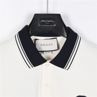 Gucci Chest Emblem Polo Shirt - Cream/Navy view 4