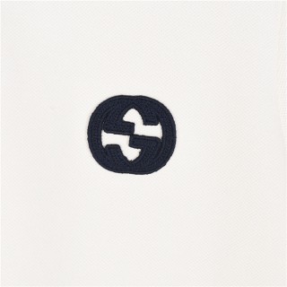 Gucci Chest Emblem Polo Shirt - Cream/Navy view 8