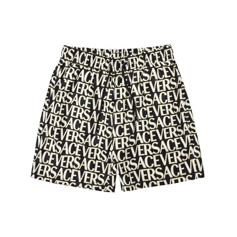 Black & White All-Over Logo Print Shorts view