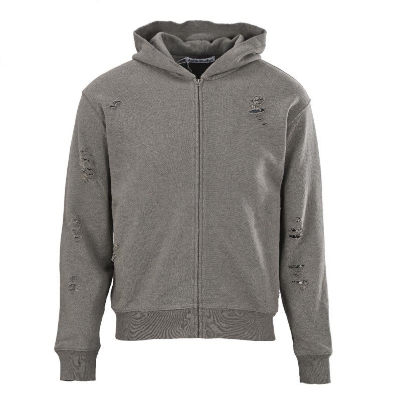 Essentials Grey Distressed Logo Hoodie view