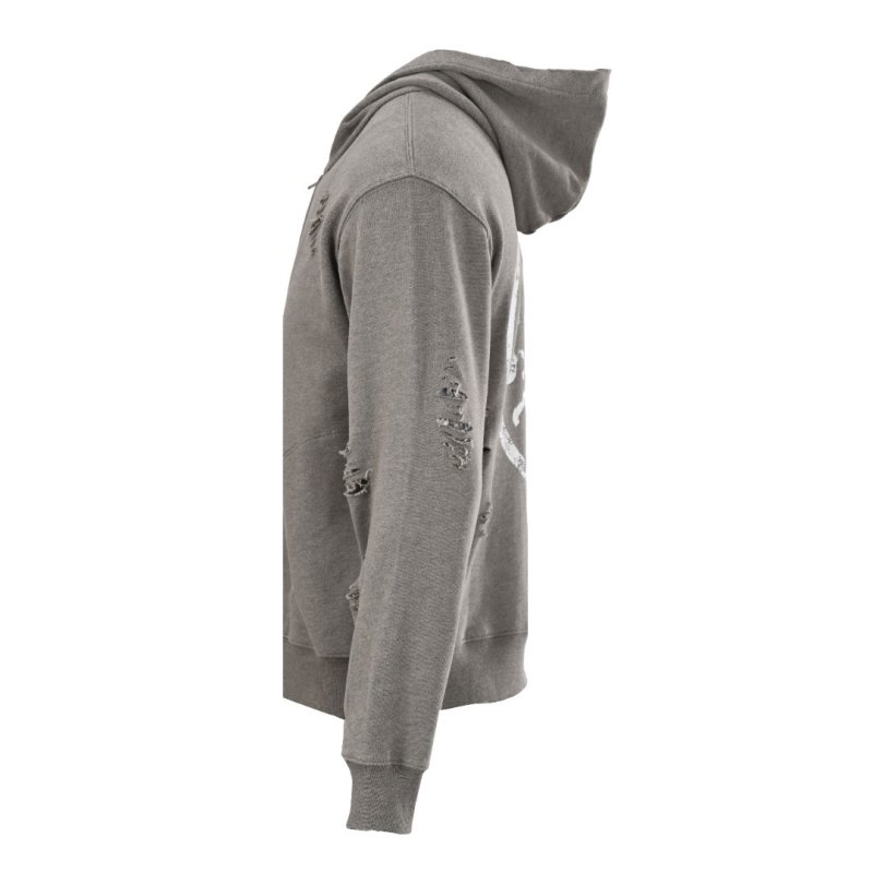 Essentials Grey Distressed Logo Hoodie view