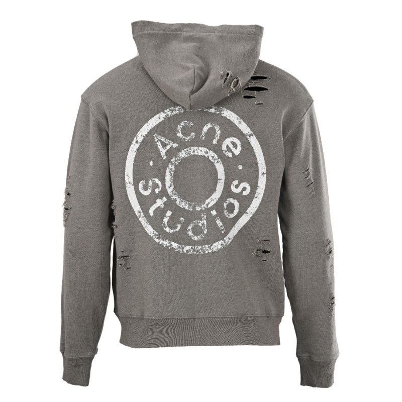Essentials Grey Distressed Logo Hoodie view