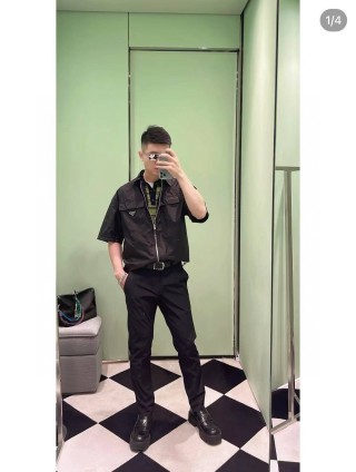 Prada Black Nylon Zip Shirt Jacket view 6