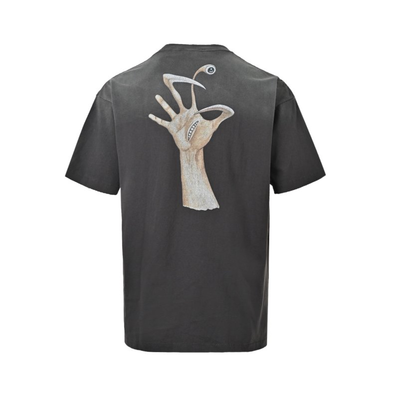 Vintage Black Graphic Portrait T-Shirt with Neon Text view