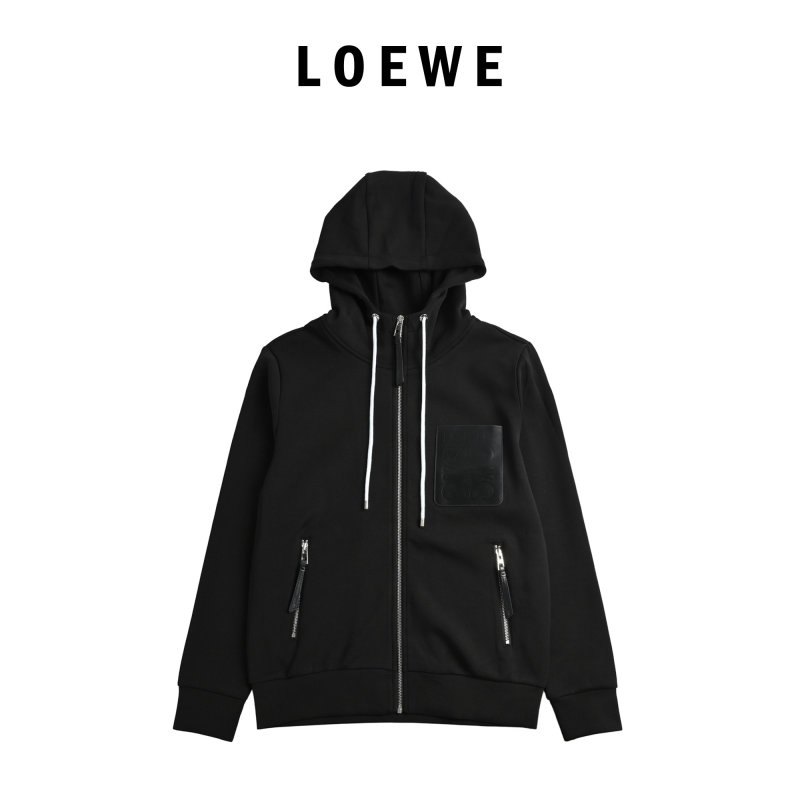 Black Zip Hoodie Jacket with Contrast Drawstrings view