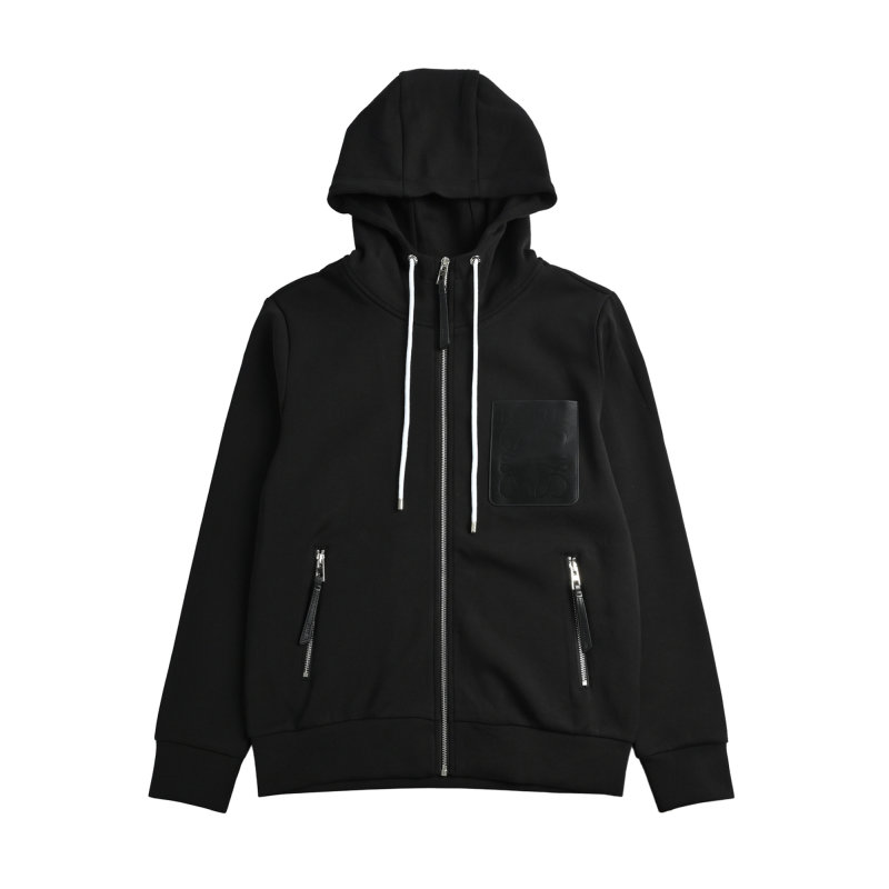 Black Zip Hoodie Jacket with Contrast Drawstrings view
