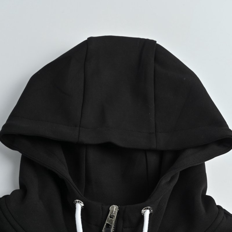 Black Zip Hoodie Jacket with Contrast Drawstrings view