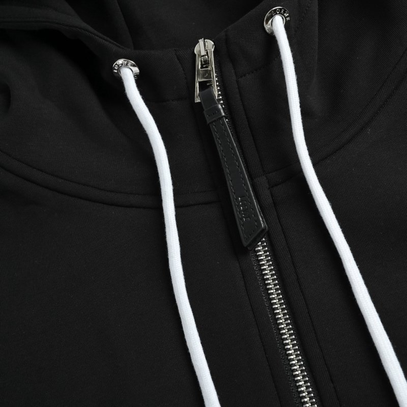 Black Zip Hoodie Jacket with Contrast Drawstrings view