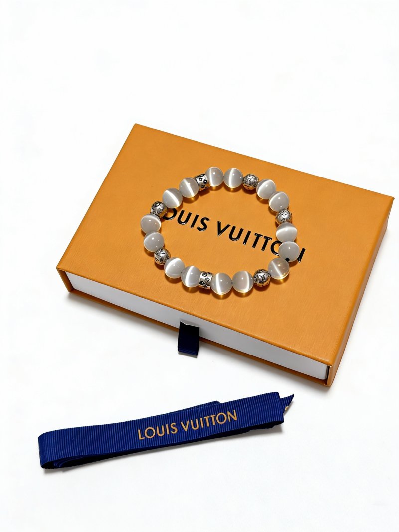 Louis Vuitton Agate & Silver-Tone Beaded Bracelet
