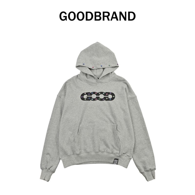 Gray Graphic Hoodie with Colorful Embellished Design view