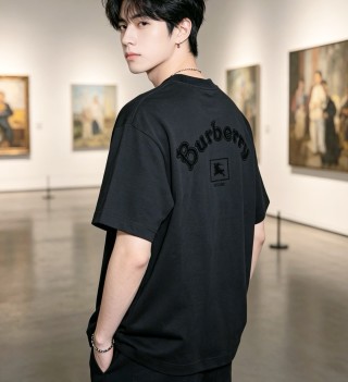 Burberry Black Embroidered Logo T-Shirt view 5