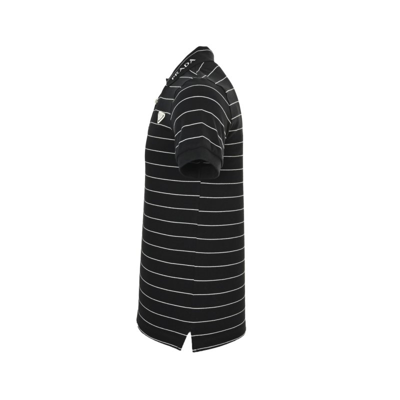 Prada Striped Polo Shirt Black White view