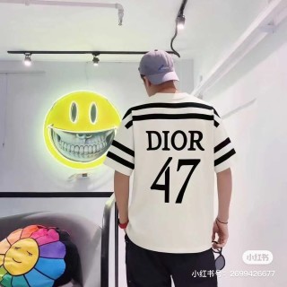 Dior Cream Striped Short Sleeve T-Shirt view 6