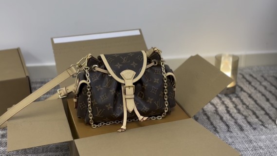 Louis Vuitton Monogram Canvas Shoulder Bag Black Cream