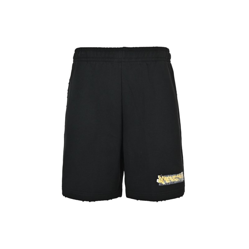 Black Graphic Shorts with Yellow Print Detail view
