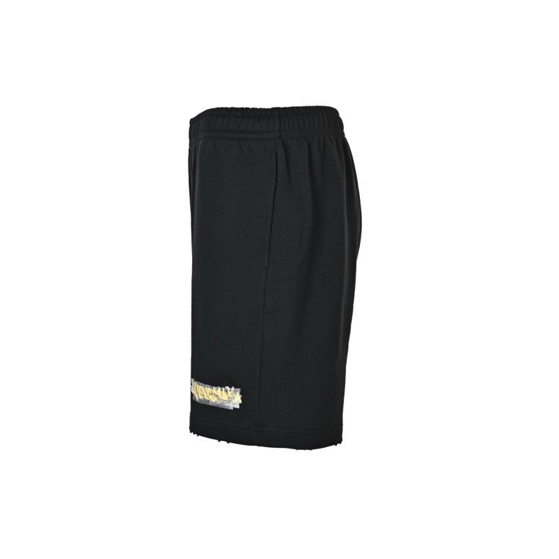 Black Graphic Shorts with Yellow Print Detail view