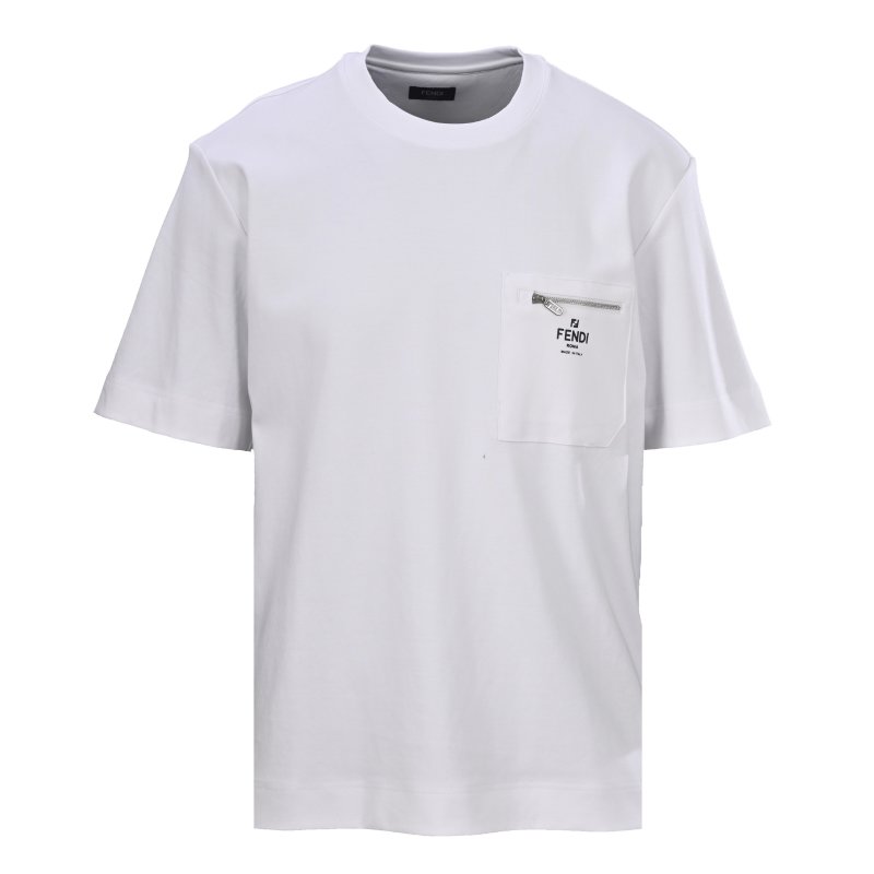 Fendi White Pocket T-Shirt with Zip Detail view