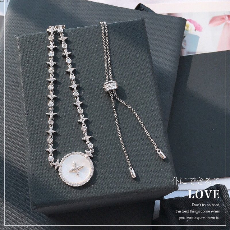 APM Monaco Crystal Star Circle Pendant Necklace Silver view
