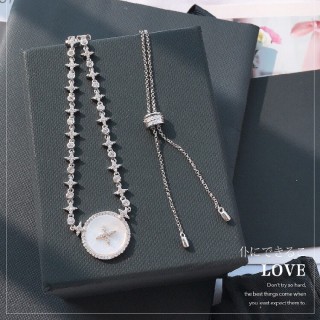 APM Monaco Crystal Star Circle Pendant Necklace Silver view 2