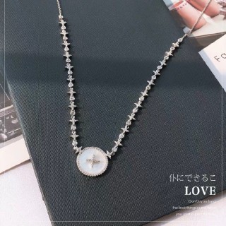 APM Monaco Crystal Star Circle Pendant Necklace Silver view 3