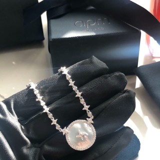 APM Monaco Crystal Star Circle Pendant Necklace Silver view 4