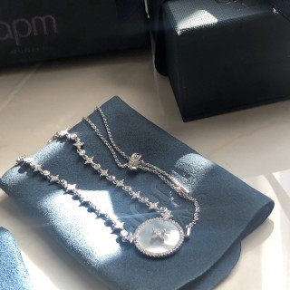 APM Monaco Crystal Star Circle Pendant Necklace Silver view 5