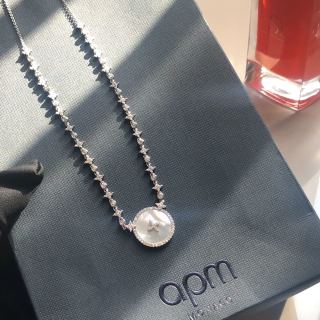 APM Monaco Crystal Star Circle Pendant Necklace Silver view 6