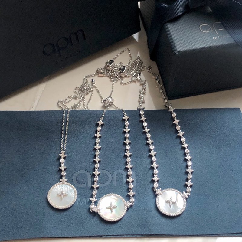 APM Monaco Crystal Star Circle Pendant Necklace Silver view