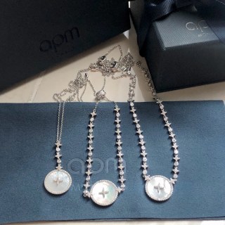 APM Monaco Crystal Star Circle Pendant Necklace Silver view 8
