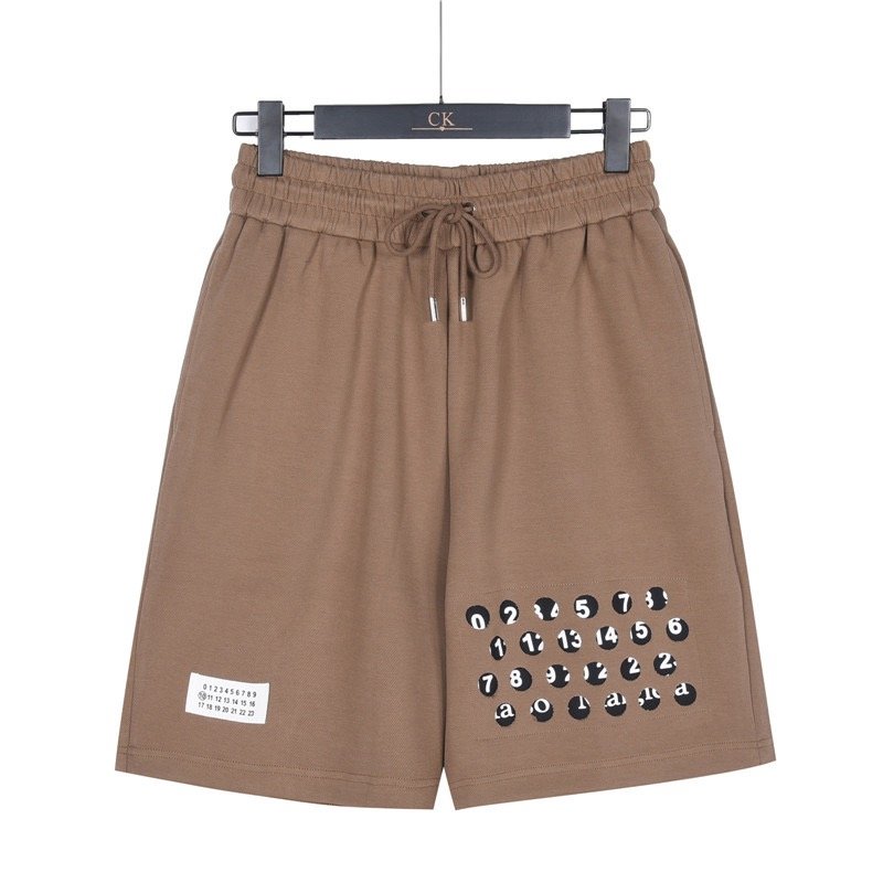 Essentials Tan Relaxed Fit Shorts with Logo Print view