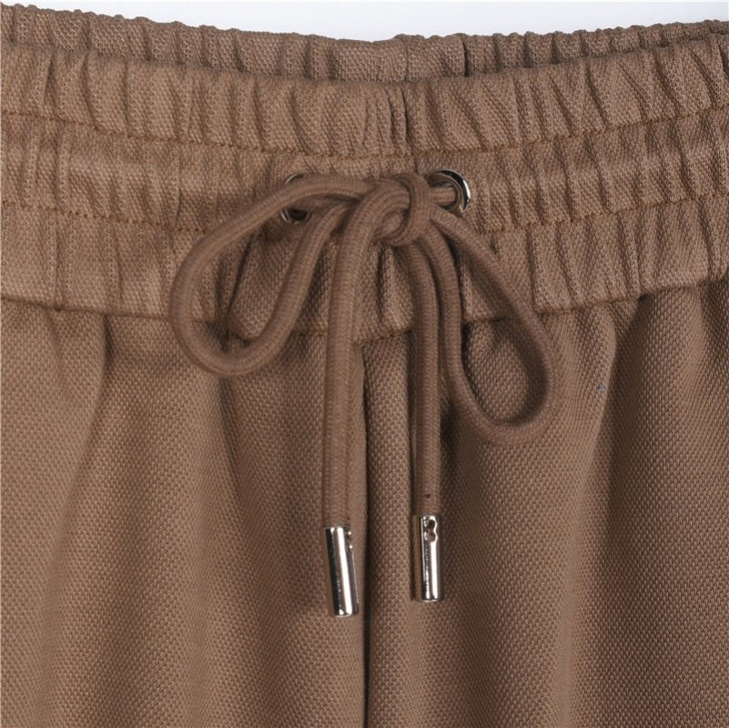 Essentials Tan Relaxed Fit Shorts with Logo Print view