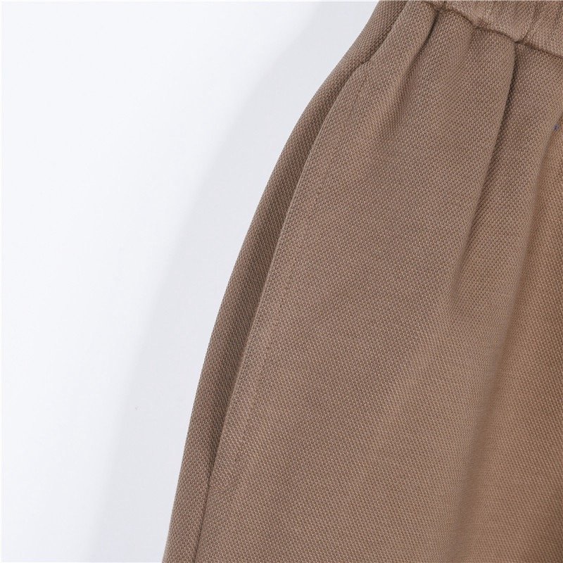 Essentials Tan Relaxed Fit Shorts with Logo Print view