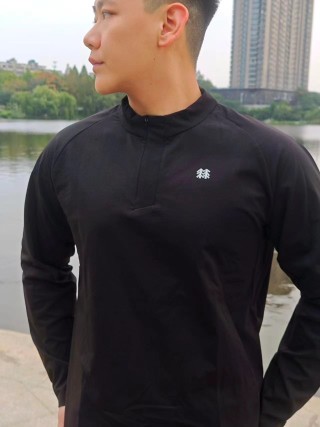 Black Long Sleeve T-Shirt with Embroidered Logo view 2