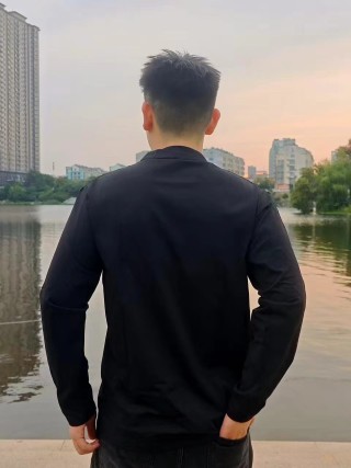 Black Long Sleeve T-Shirt with Embroidered Logo view 3