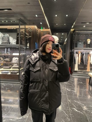 Black Oversized Puffer Down Jacket view 3