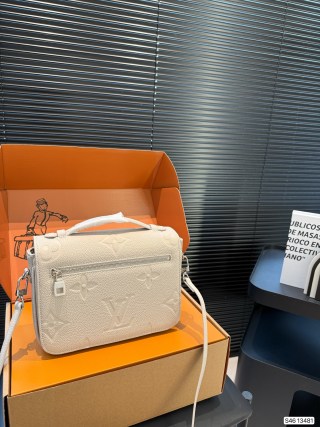 Louis Vuitton Cream Embossed Leather Messenger Bag view 5